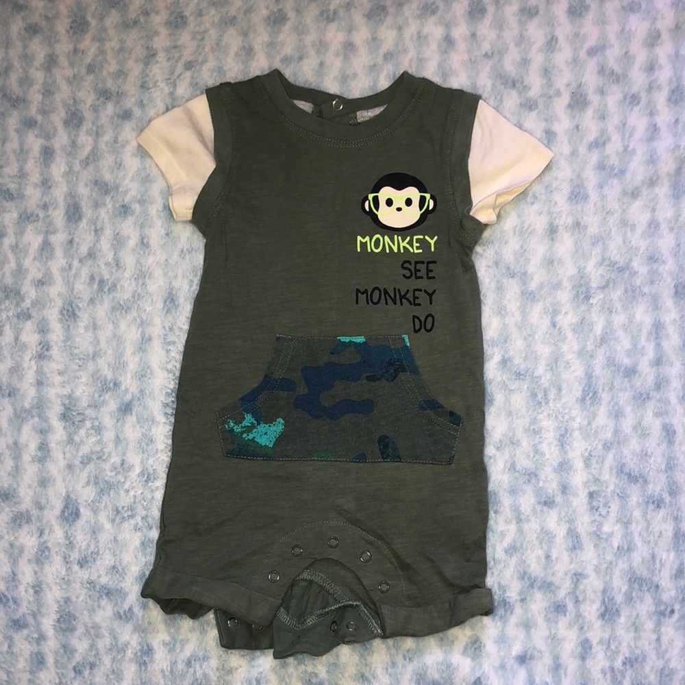 Mini heroes Monkey see Monkey do baby boy romper (3months)
